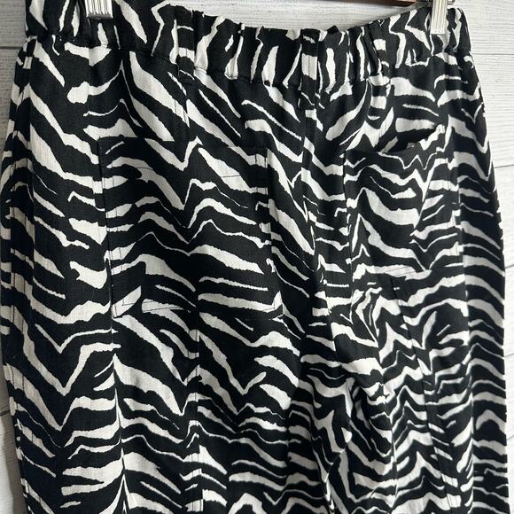 Calvin Klein Womens size XS Zebra Print 100% Linen Cropped Pants Black White NEW - Picture 9 of 14
